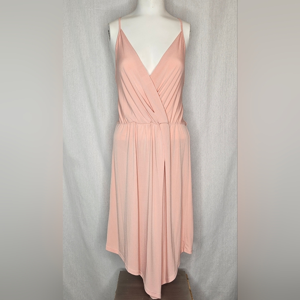 BCBGeneration Blush Pink Asymmetrical Wrap Front High-Low Dress‎ Size M NWOT